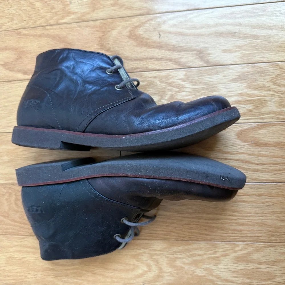 UGG Mens Chukka Boots‎ Brown Leather Casual Ankle Lace Up Shoes Size 7